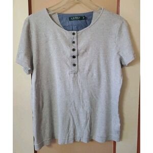 Lauren Ralph Lauren Shirt Womens X-large Gray Short Sleeve Casual Top